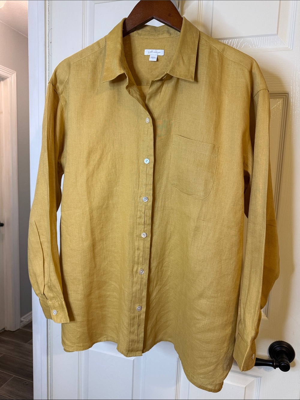J. Jill Love Linen Saffron Yellow Button-Down Shirt